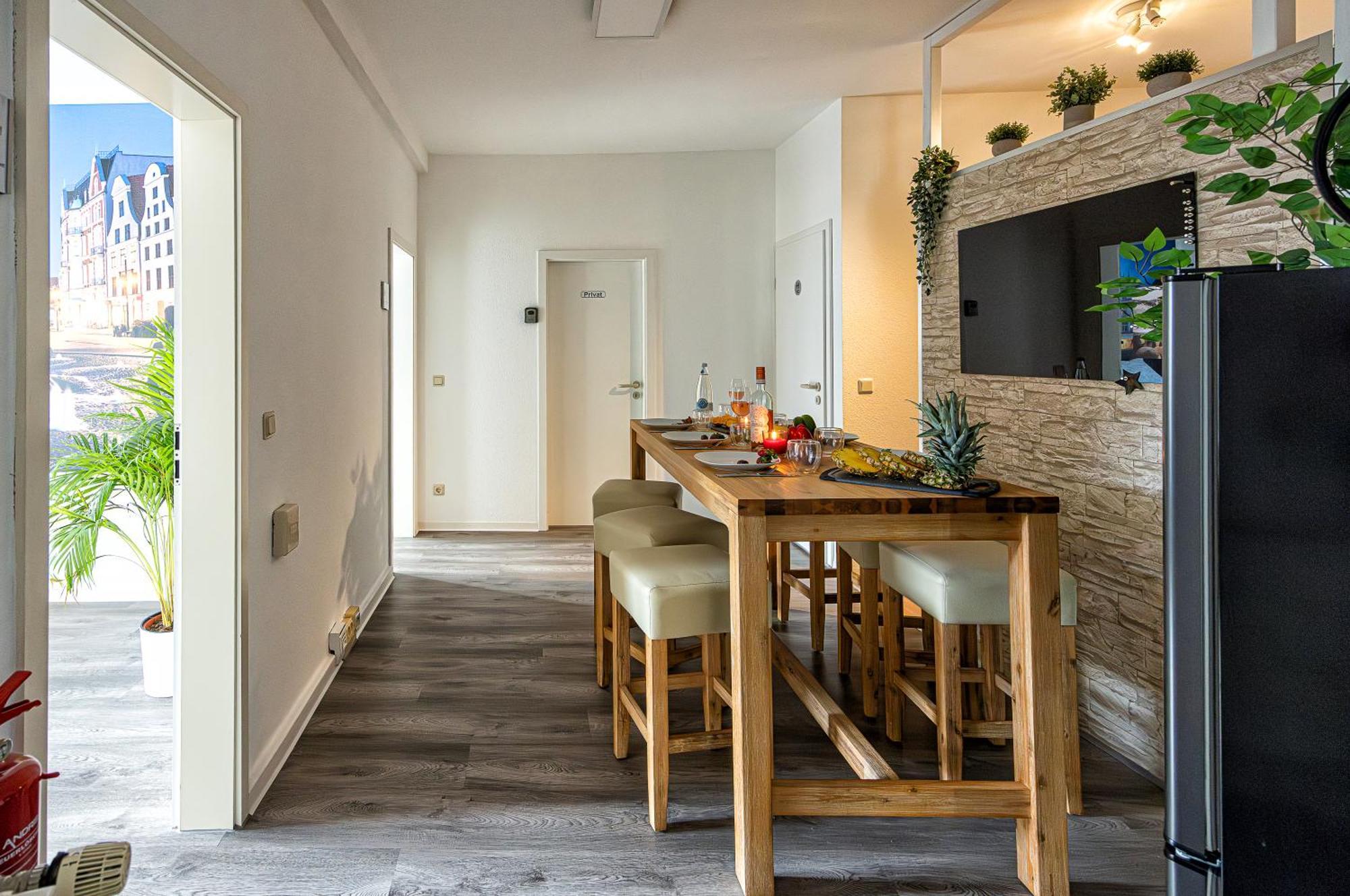 Luxus City Apartment Sauna Balkon Kueche Zentral Rostock Bagian luar foto