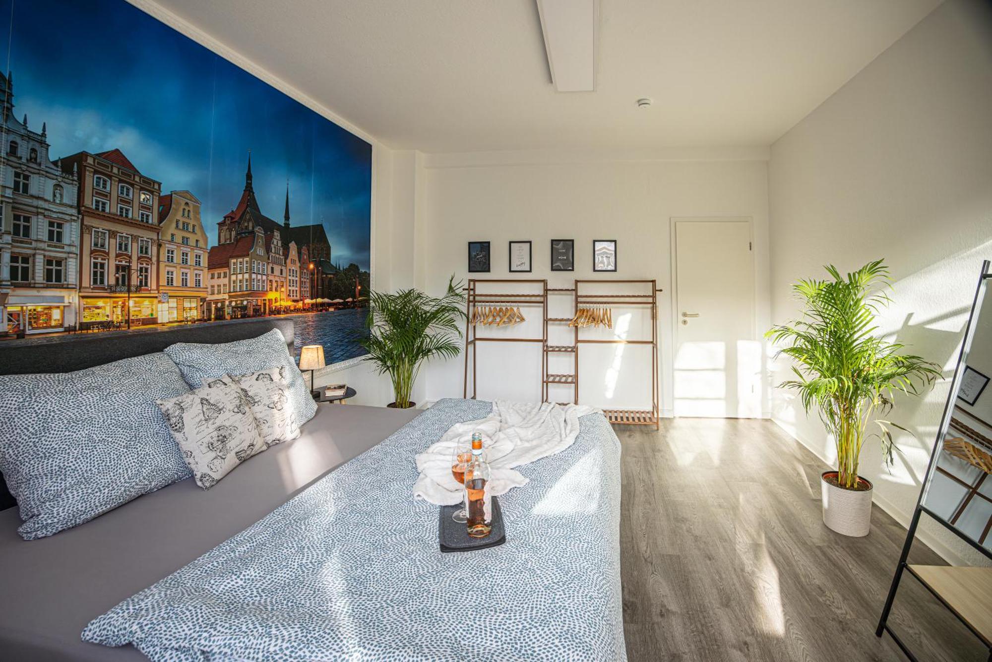 Luxus City Apartment Sauna Balkon Kueche Zentral Rostock Bagian luar foto