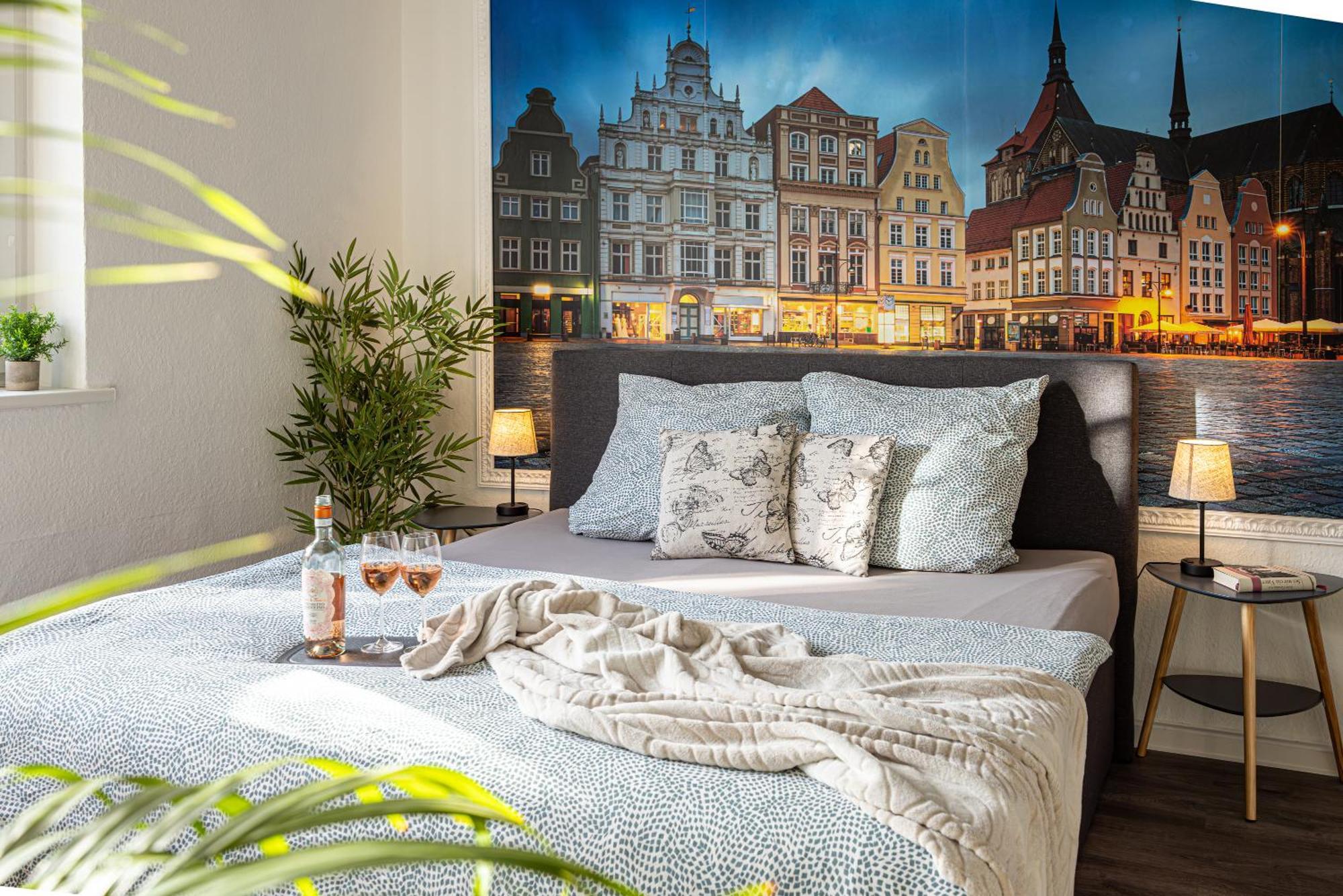 Luxus City Apartment Sauna Balkon Kueche Zentral Rostock Bagian luar foto