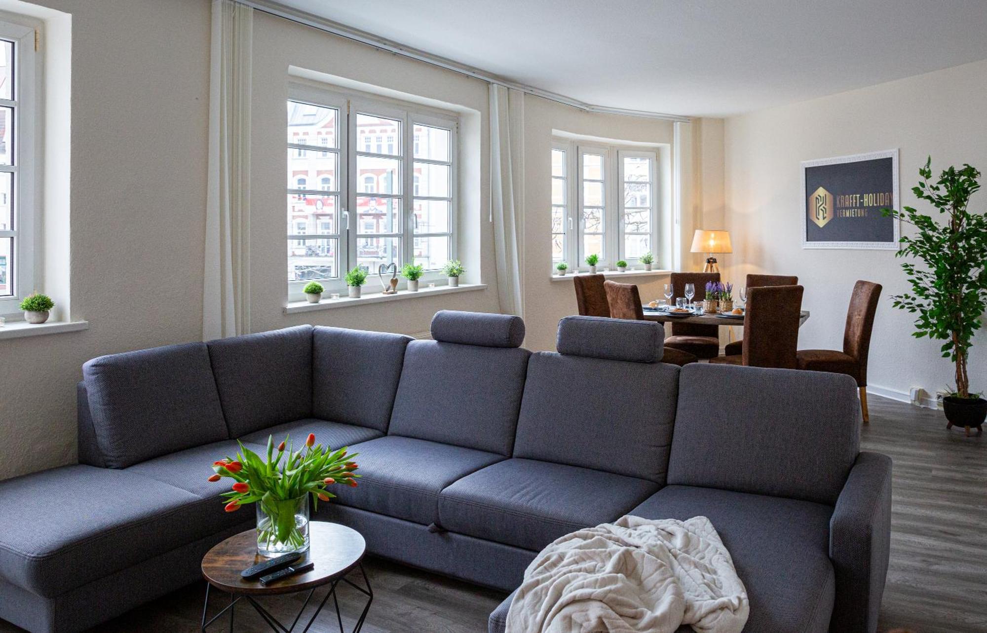 Luxus City Apartment Sauna Balkon Kueche Zentral Rostock Bagian luar foto